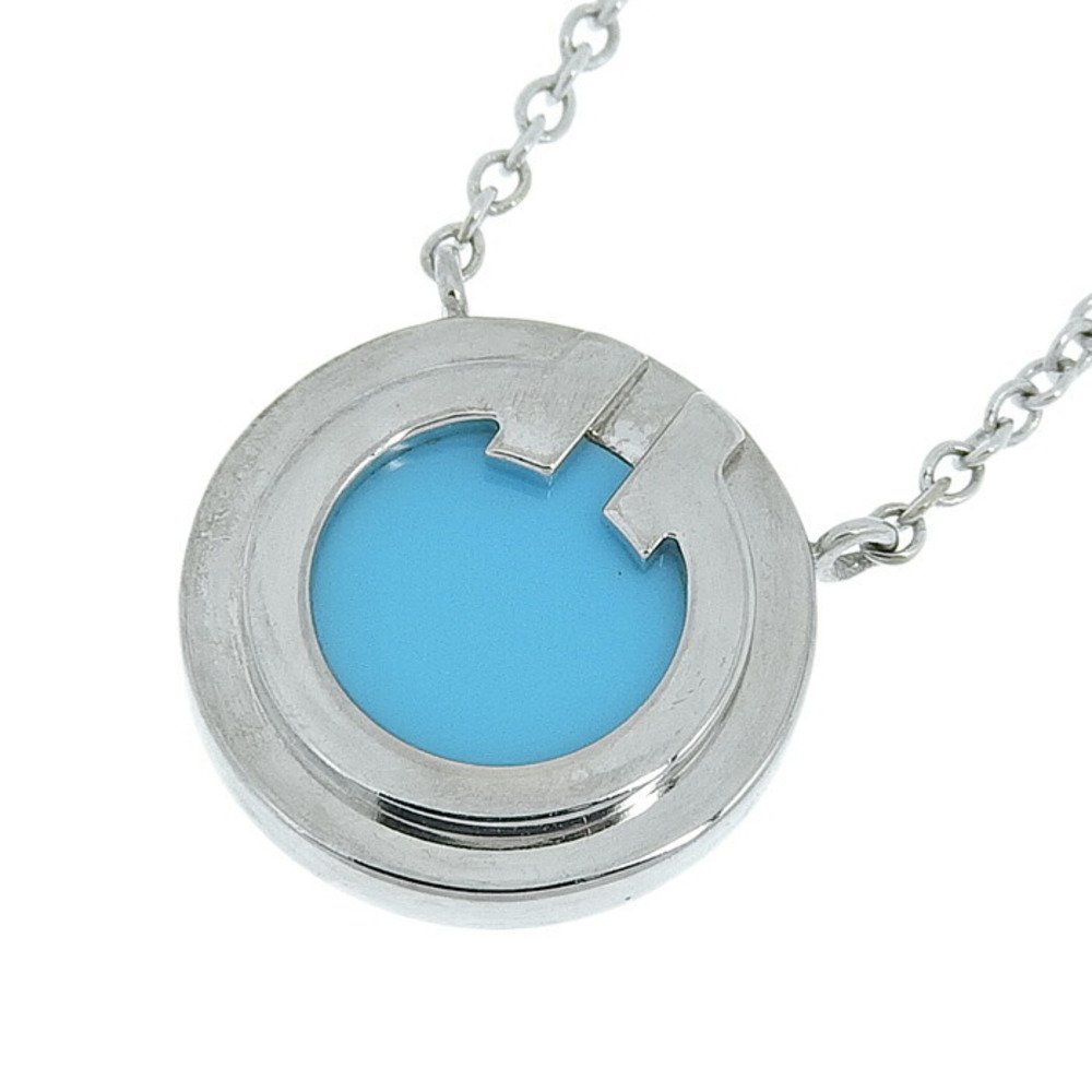 Tiffany T Two Turquoise Circle Necklace White GTurquoise